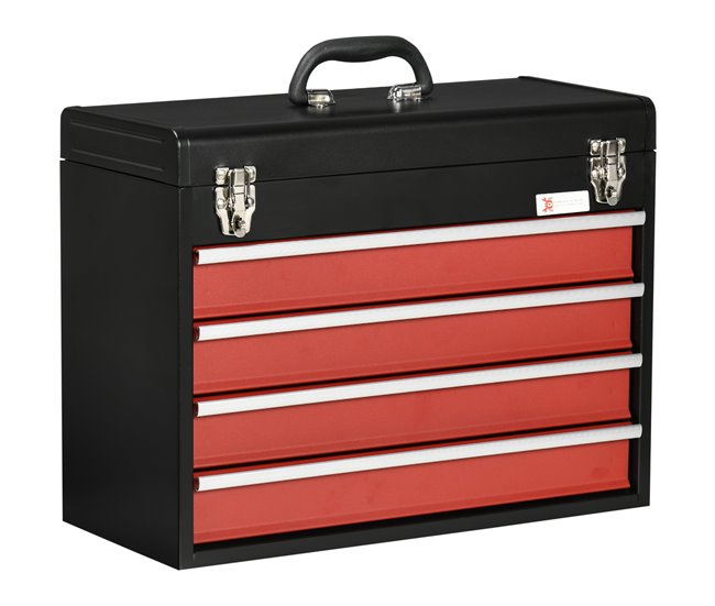 Caja de Herramientas Acero DURHAND Negro/ Rojo