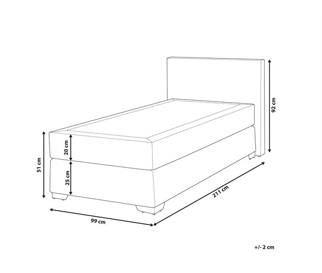 Beliani Cama continental Poliéster PRESIDENT 99x211 Gris Oscuro