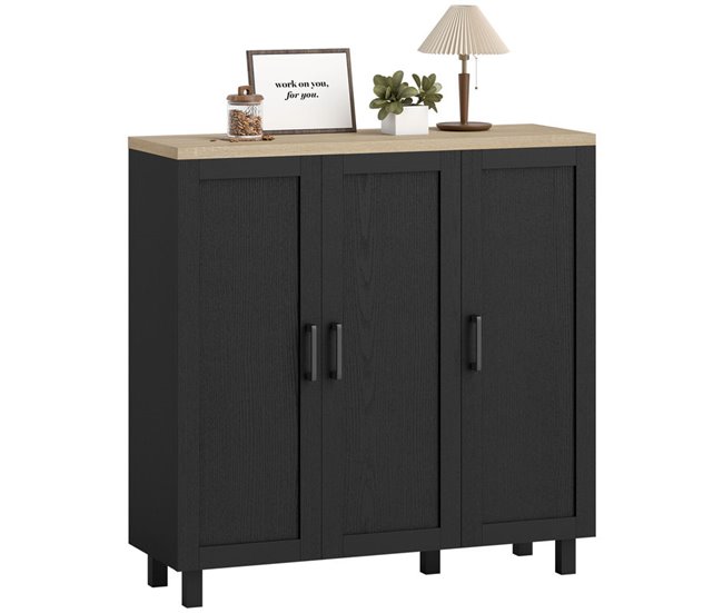 Aparador Melamina de Madera HOMCOM, hogar - muebles de comedor Negro