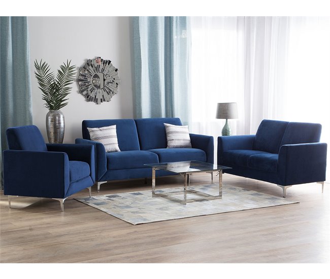 Beliani Conjunto de sofás FENES Azul Marino