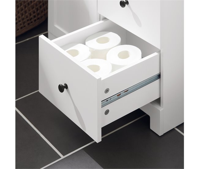 Armario para baño con 1 Puerta y 3 Cajones BZR107-W SoBuy Blanco