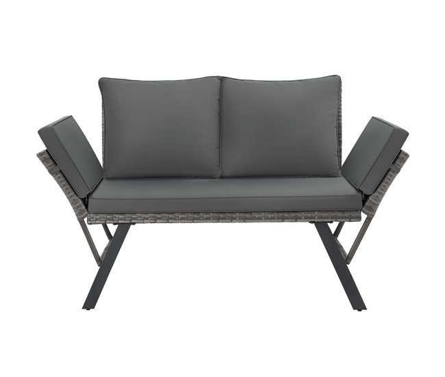Sofá lounge de ratán Gris