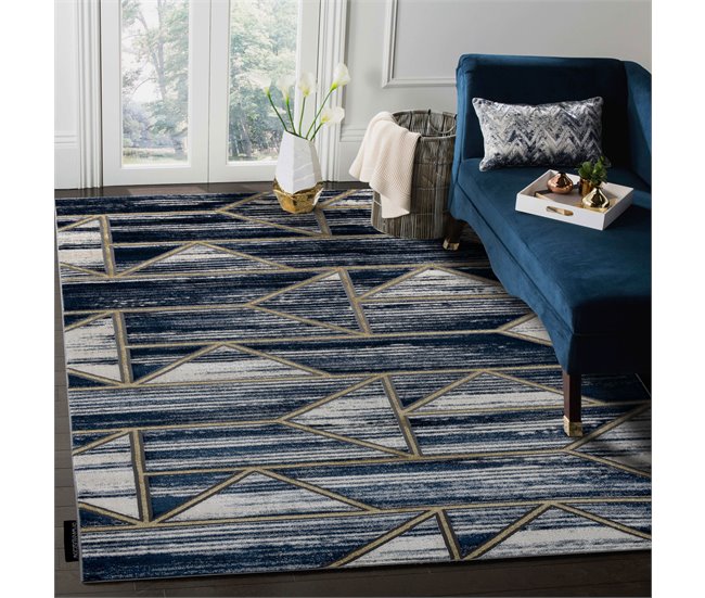 Alfombra DE LUXE moderna 462 Geométrico - Structural 120x170 Azul