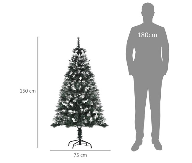 Árbol de Navidad Plástico, Acero HOMCOM, hogar - decoración Verde