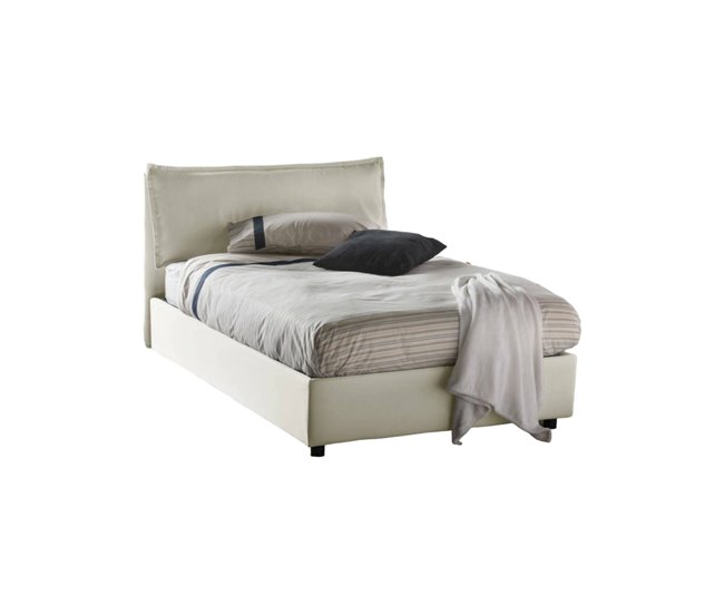 Cama plaza y media en tela Beige