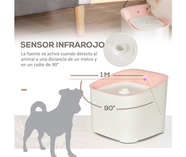 Fuente de Agua para Gatos ABS PawHut Rosa