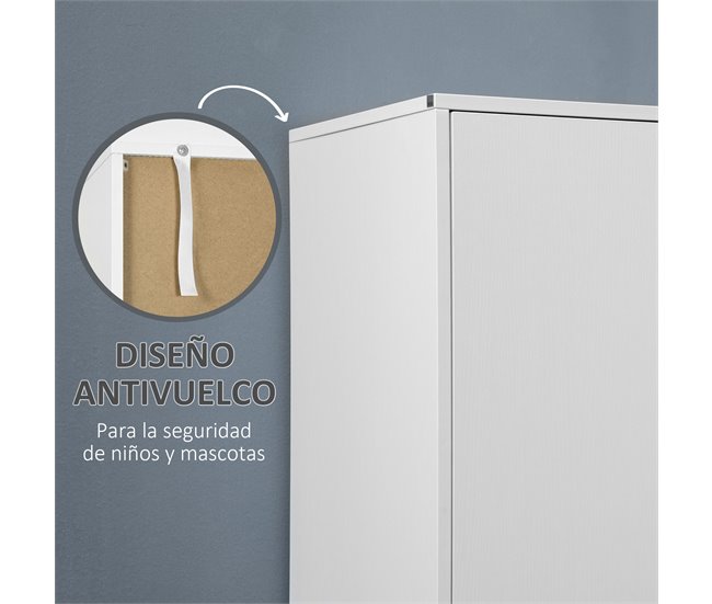 Armario de Ropa Melamina de Madera HOMCOM Blanco
