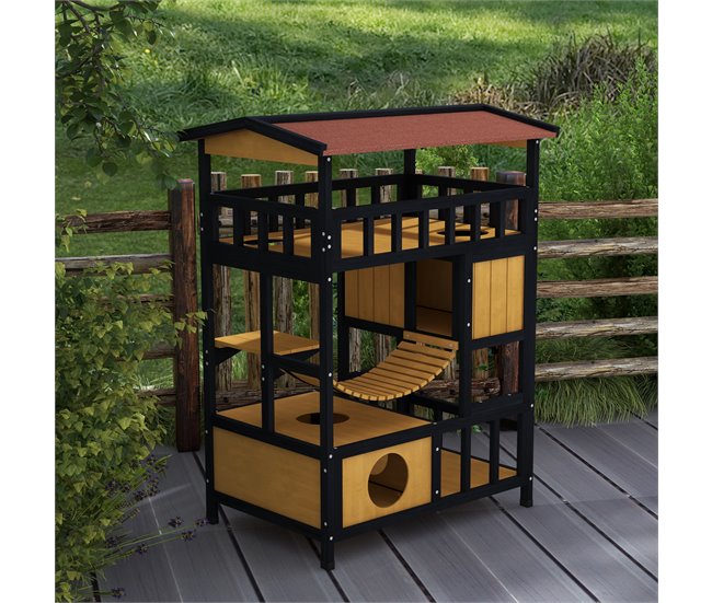 Caseta para Gatos Pino, Madera de Abeto Madera