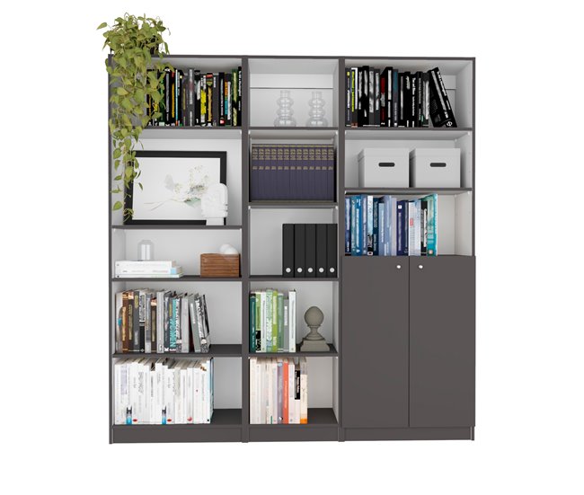 Set de estanteria de oficina home de 3 piezas en melamina Multicolor