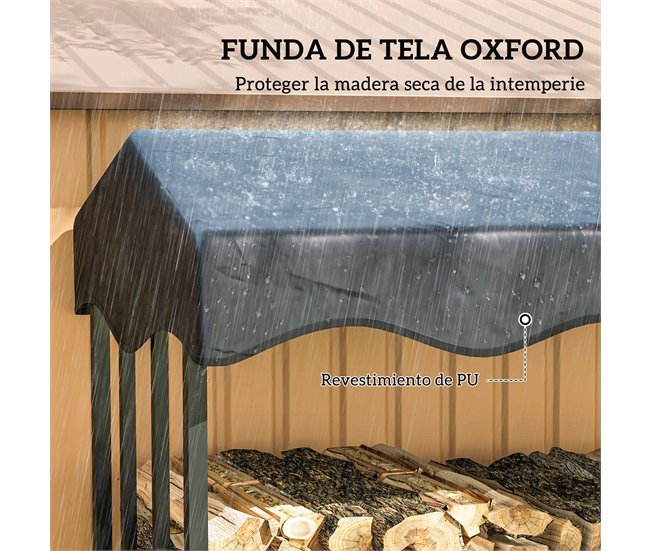 Estante para Leña Metal, Tela Oxford Outsunny Negro