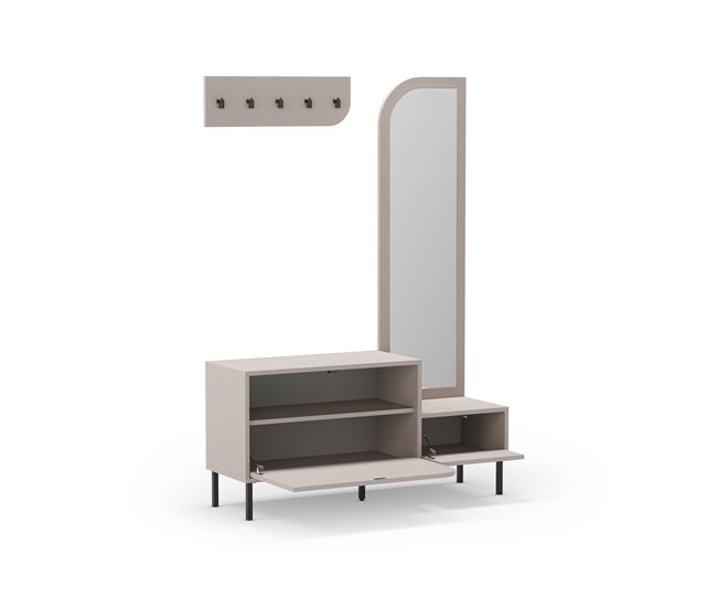Mueble recibidor zapatero con espejo BEA Beige