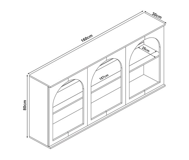 Aparador Trorhun diseño arqueado de 2 niveles [en.casa] 160 Blanco