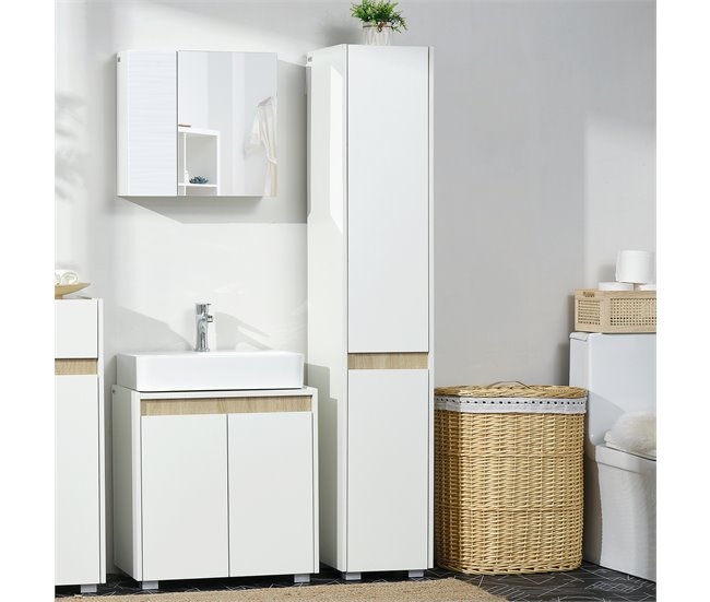 Armario de Baño Melamina de Madera, ABS kleankin, hogar - baño 30 Blanco