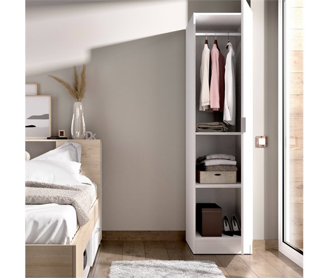 Armario multiusos 1 puerta efecto madera 41 Blanco