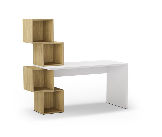 Mesa de escritorio con estanteria lateral BALANCE 4H Blanco