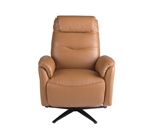 Sillón relax giratorio tapizado en piel Marron