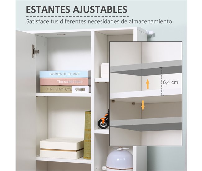 Armario de Suelo para Baño Melamina de Madera kleankin 71 Blanco