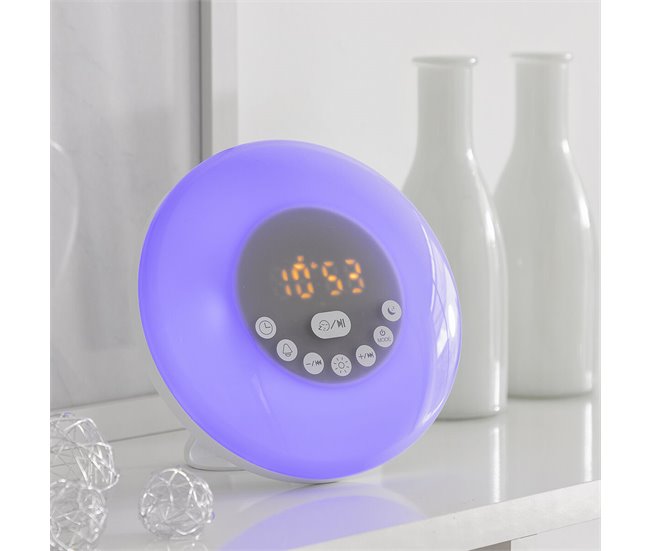 Despertador Amanecer Recargable con Altavoz Blanco