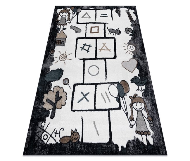 Alfombra FUN Hop para niños rayuela animales 280x370 Negro