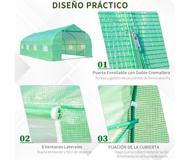 Invernadero de Jardín Acero, PE Outsunny Verde