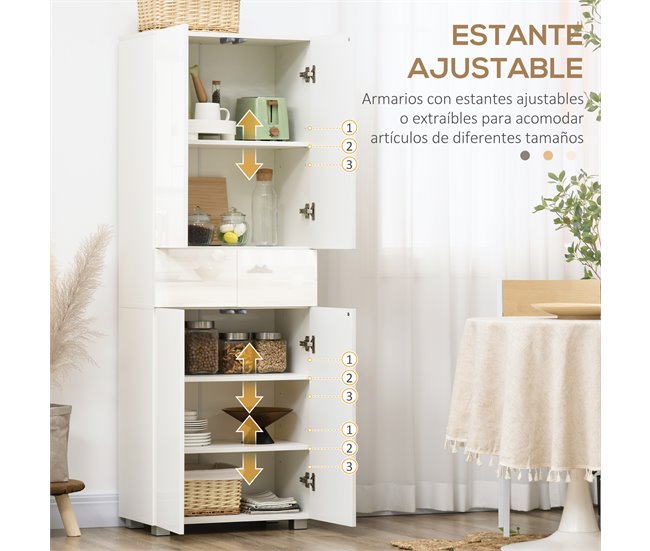 Alacena de Cocina MDF, Melamina de Madera HOMCOM, hogar - cocina Blanco