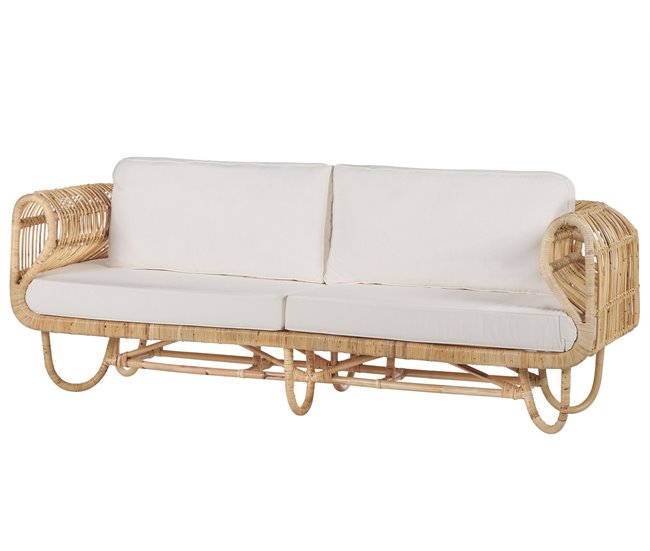 Beliani Conjunto de jardín Ratán DOLCEDO Blanco/ Beige