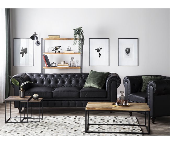 Beliani Conjunto de sofás CHESTERFIELD Negro
