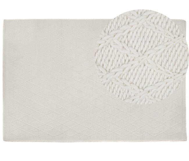 Beliani Alfombra de pelo corto ERZIN 160x230 Blanco/ Beige