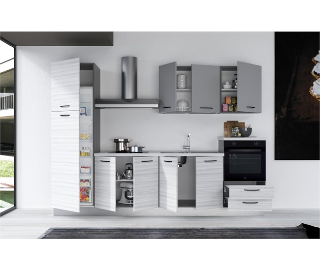 Cocina GILDA 2.0 derecha Gris Claro/ Madera Gris