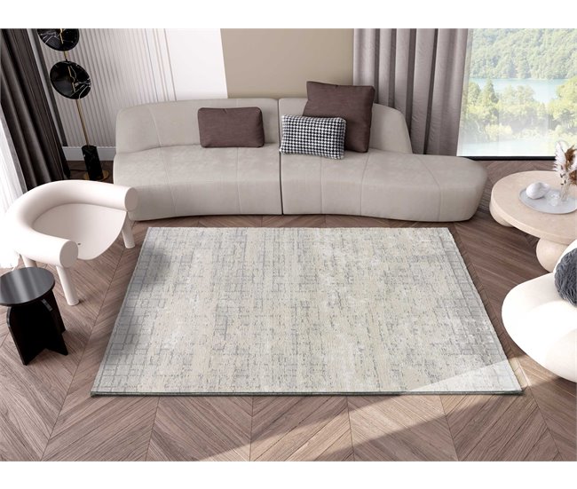 Alfombra geométrica con relieve HL-VINTAGE - ATTICGO 80x150 Crema