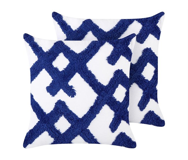 Beliani Cojín decorativo HAZEL Azul