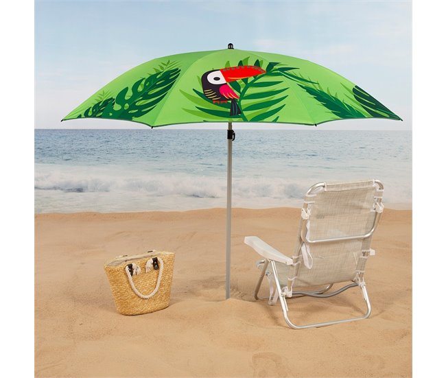 Aktive Sombrilla playa inclinable tropical UV40 c/funda Verde