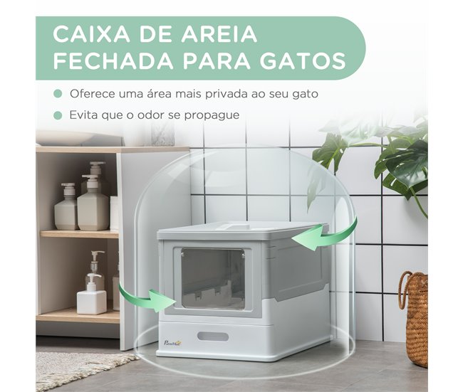 Caja de Arena PP PawHut, mascotas - accesorios para gatos Gris