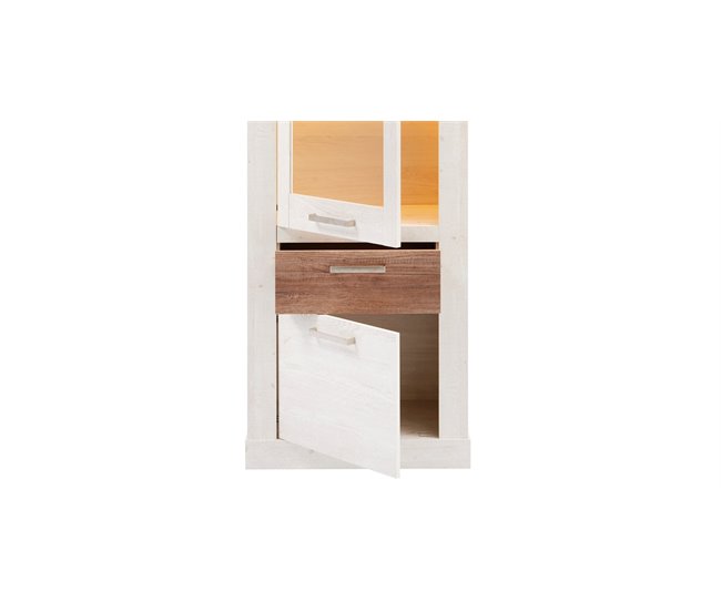 Vitrina alta 2 puertas y un cajón VERONA Blanco/ Madera