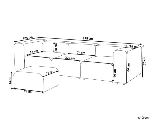 Beliani Sofá modular Pana FALSTERBO Crema