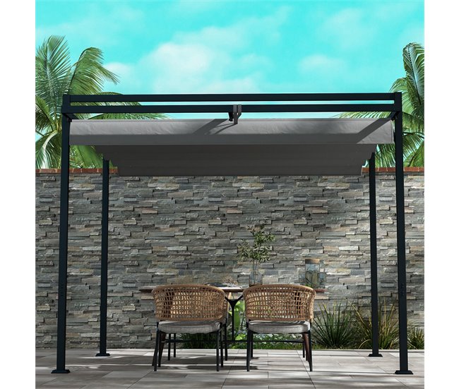 Pérgola Acero, Poliéster Outsunny Gris