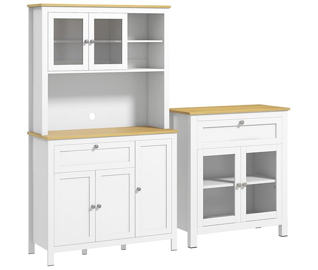 Alacena de Cocina MDF, Melamina de Madera HOMCOM, hogar - cocina Blanco