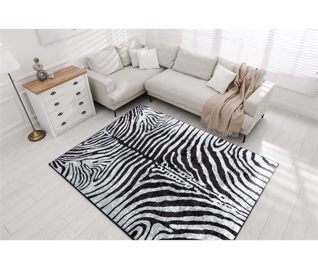 Alfombra lavable MIRO 51331.803 Cebra 80x150 Negro