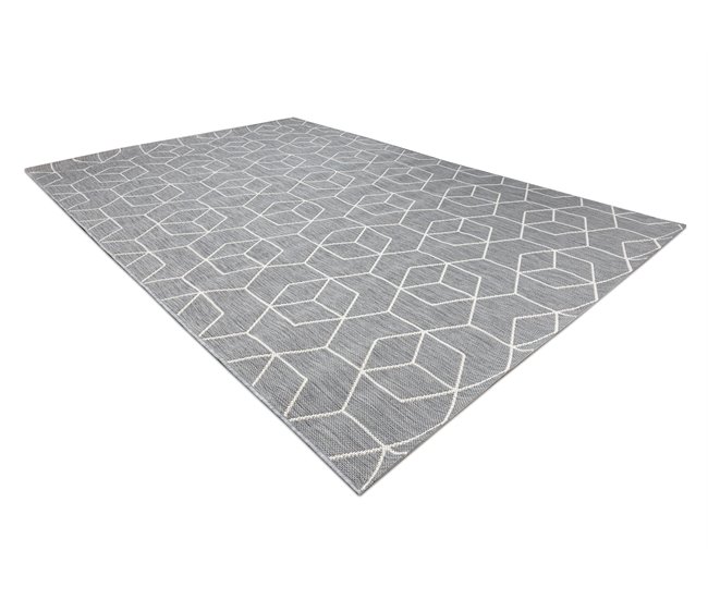 Alfombra de cuerda sisal FLAT 48655/637 Cubos 3D 120x170 Gris