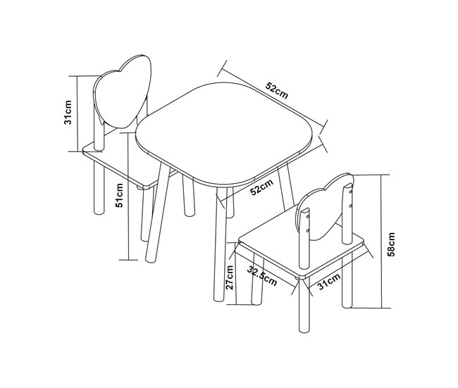 Conjunto infantil de mesa y 2 sillas Siljan Blanco