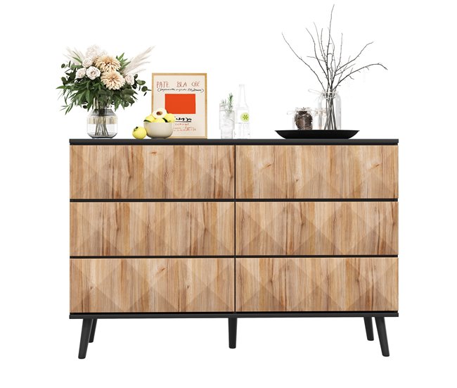 Cómoda doble con 6 cajónes Negro