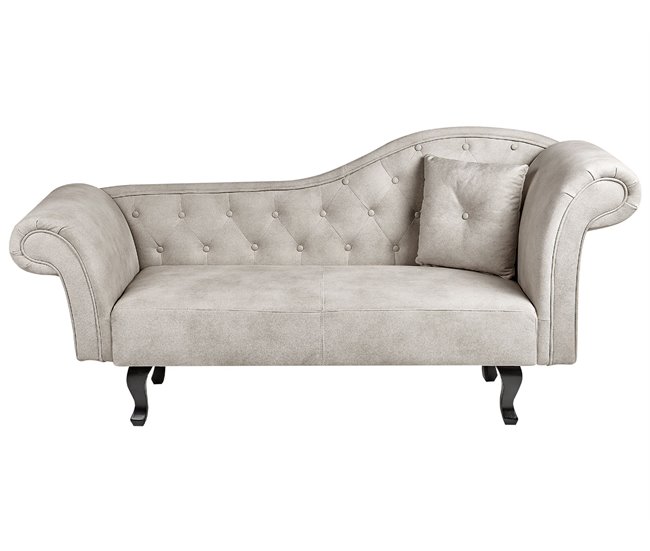 Beliani Chaise longue derecho Terciopelo LATTES Gris Oscuro