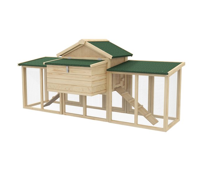 Gallinero de Madera Madera de Abeto PawHut Madera Clara