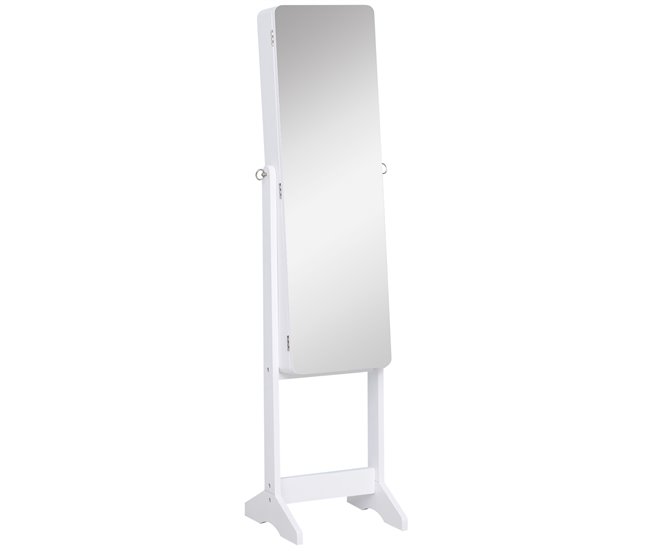 Joyero de Pie con Espejo MDF HOMCOM, hogar - decoración hogareña Blanco