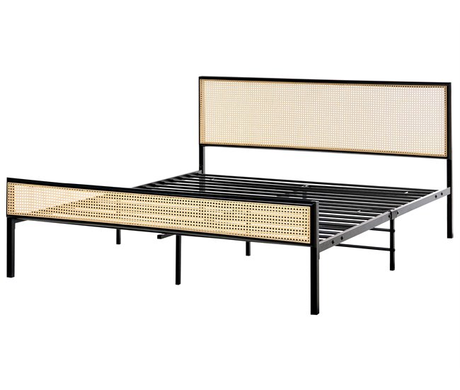 Beliani Cama Hierro AVANTON 165x208 Marron Claro