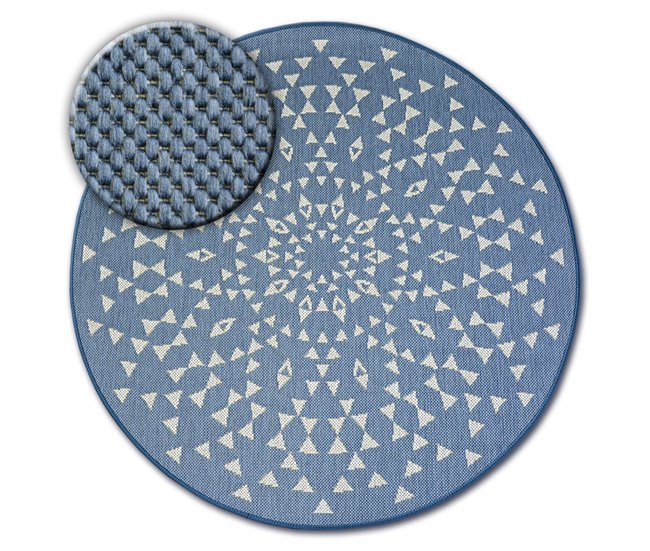 Alfombra de cuerda sisal FLAT círculo Vidriero 120x120 Azul
