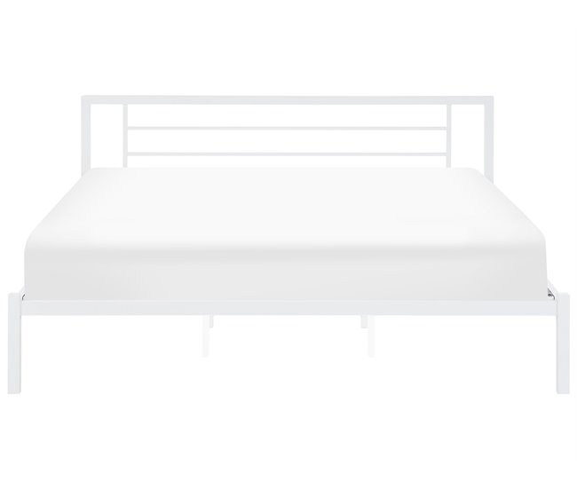 Beliani Cama con somier Metal CUSSET 187x209 Blanco