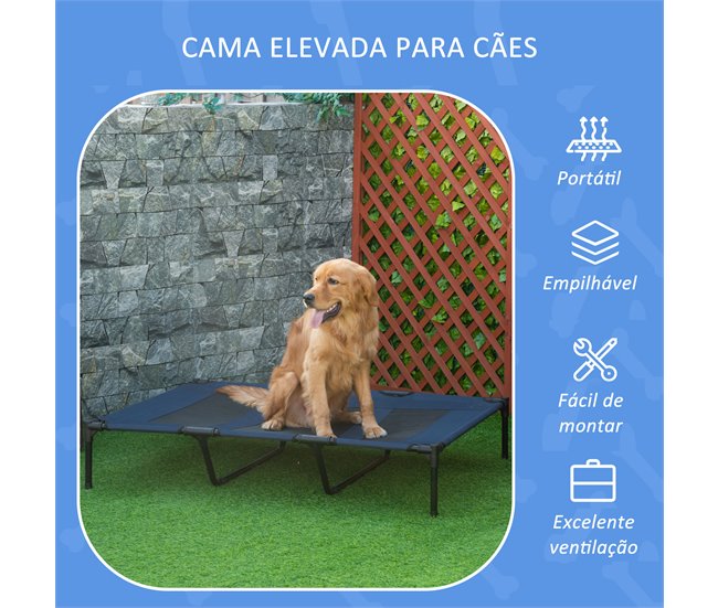 Cama Elevada para Perros Metal y Tela Oxford PawHut Azul