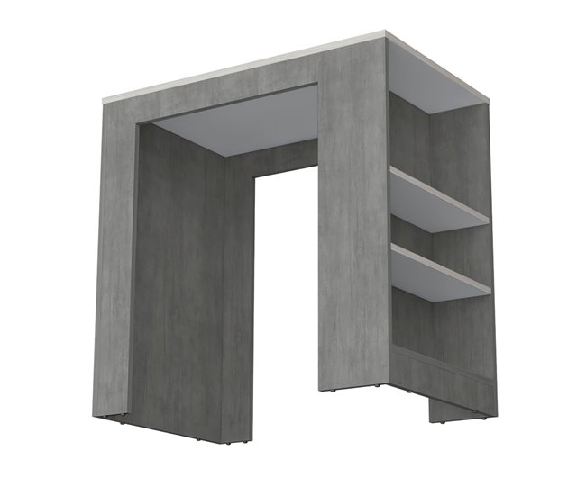 Mesa Auxiliar de cocina Portree en melamina con 2 estantes Blanco/ Gris