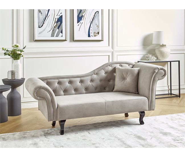 Beliani Chaise longue derecho Terciopelo LATTES Gris Oscuro